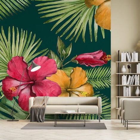 Papier peint fleurs d hibiscus