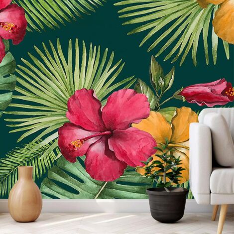 Papier peint fleurs d hibiscus