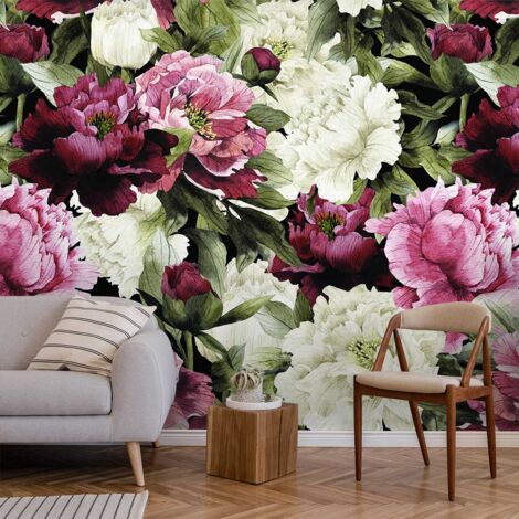 Papier peint panoramique fleurs pivoines papier peint