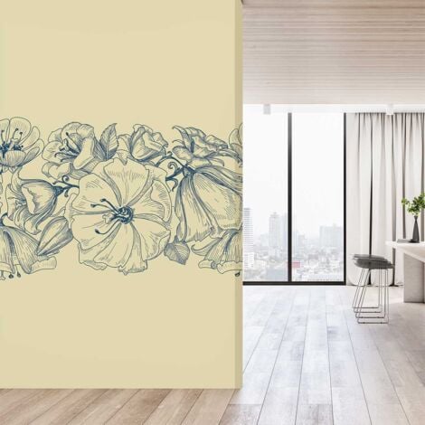 Papier peint fleurs d encre
