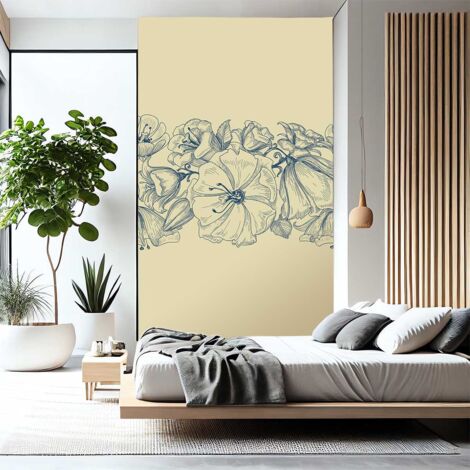 Papier peint fleurs d encre
