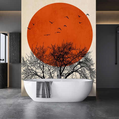 Papier peint graphique soleil rouge papier peint (1/5)