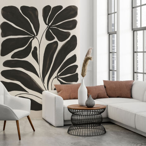 Papier peint graphique black flower papier peint