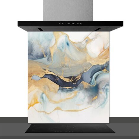 Fond de hotte décorative, art fluide multicolore 60x70 Fond de hotte