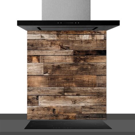 Fond de hotte décorative, bois brut marron 60x70 Fond de hotte (1/2)