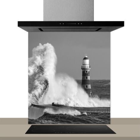 Fond de hotte décorative, haute mer noir,blanc 60x70 Fond de hotte (1/2)