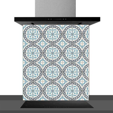 Fond de hotte décorative, azulejos vintage bleu 60x70 Fond de hotte (1/2)
