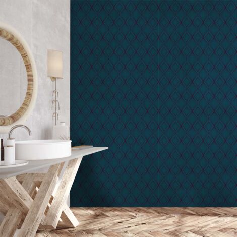 Papier peint art déco losange bleu turquoise papier peint (1/4)