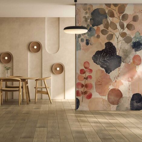 Papier peint intissé nature sereine – Dimensions 0,52 x 8,10 m – Raccordable – Facile à poser, colle sur mur – Hxadeco
