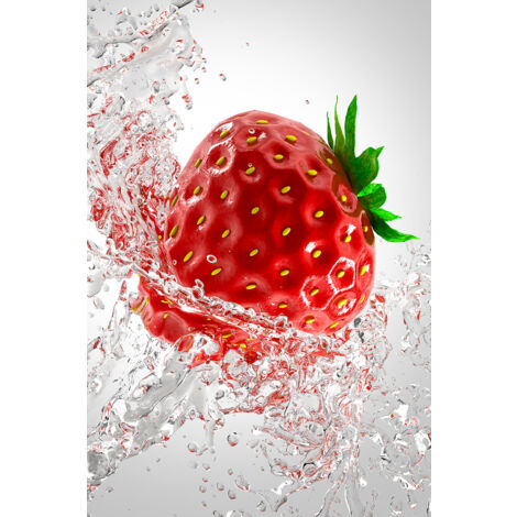 Tableau fraise et goutte d'eau Tableau alu Dibond (1/5)