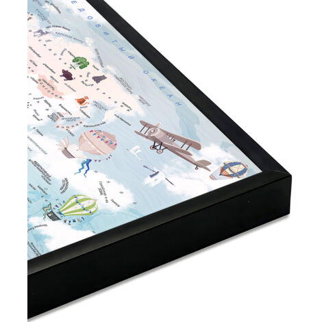 Affiche encadrée carte du monde illustrée enfants - 60x40cm | Leroy Merlin
