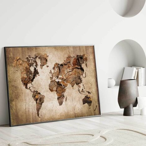Carte Du Monde Encadrée - 118 X 84 Cm - Cadre Noir - Déco Murale - Occasion