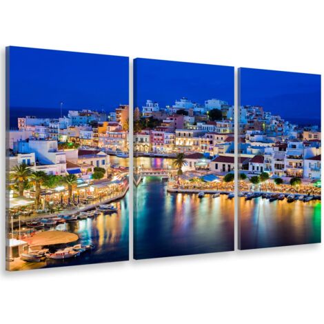 Tableau triptyque Tableau photo agios nikolaos crète - 90x60 cm (1/5)