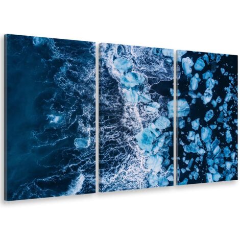 Tableau triptyque paysage mer glacée en norvège - 90x60 cm (1/5)