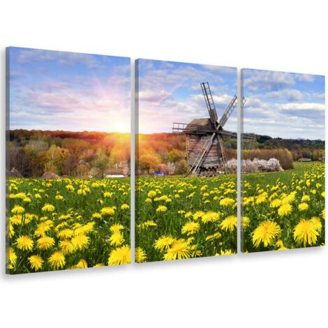 Tableau triptyque paysage moulin à vent ukraine - 90x60 cm (1/5)