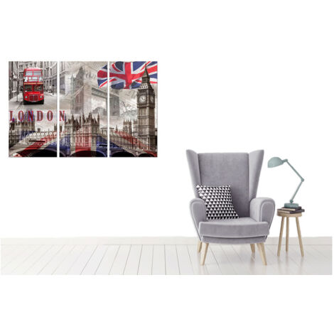 Tableau triptyque london graphique england - 90x60 cm