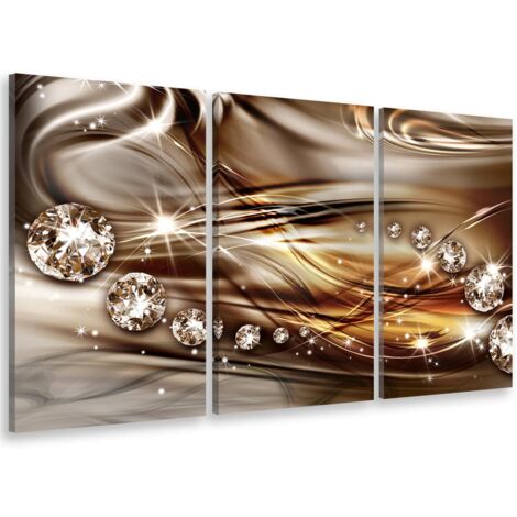 Tableau triptyque graphique strass et diamants - 90x60 cm (1/5)