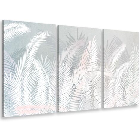 Tableau triptyque fleurs fougères illustrées - 90x60 cm (1/5)