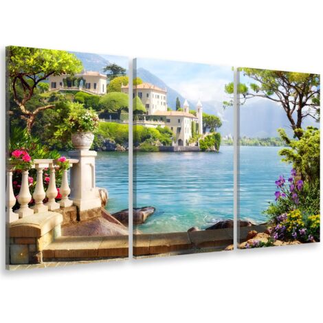 Tableau triptyque paysage illustré au lac de côme - 90x60 cm (1/5)