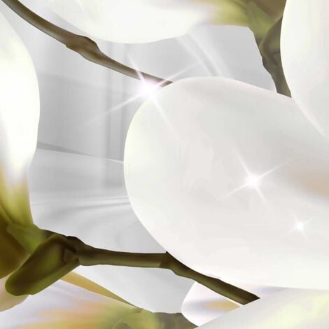 Tableau fleurs blanches et scintillement - 80x50 cm