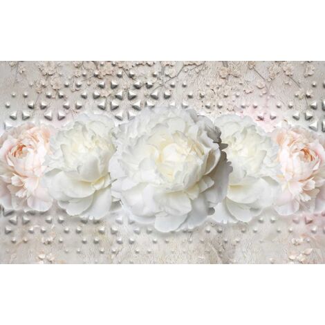 Tableau fleurs roses et design clouté - 80x50 cm (1/5)