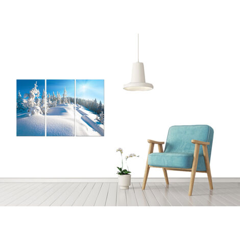 Tableau montagne trace dans la neige fraiche , 90x60cm