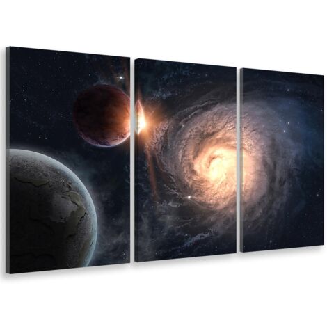Tableau triptyque Tableau photo planète dans la galaxie - 90x60 cm (1/5)