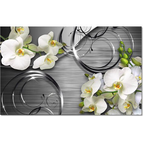 Relief 3D Stickers Muraux Chambre Bébé Phalaenopsis Blanc 3D