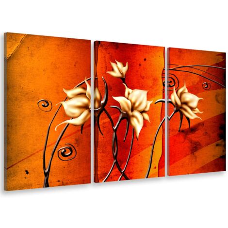 Tableau triptyque deco fleurs en été - 90x60 cm (1/5)