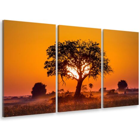 Tableau triptyque deco cache cache et coucher de soleil - 90x60 cm (1/5)
