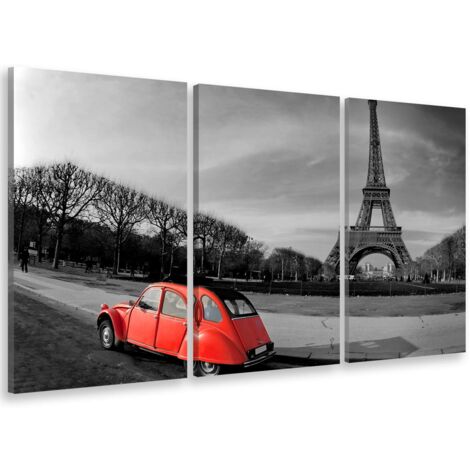 Tableau triptyque Tableau photo mythique 2cv en plein paris - 90x60 cm (1/5)