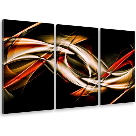 Tableau triptyque abstrait reflexion intemporelle - 90x60 cm