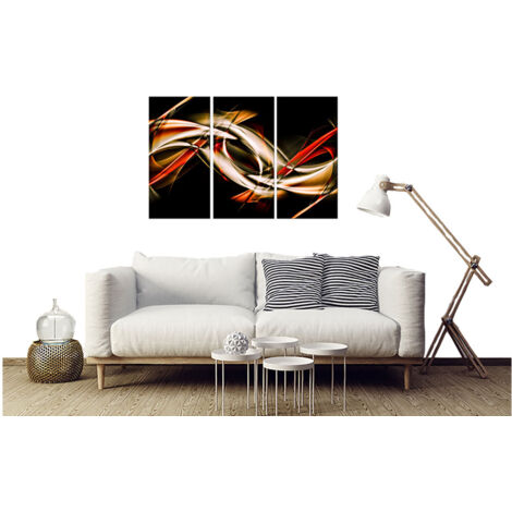Tableau triptyque abstrait reflexion intemporelle - 90x60 cm
