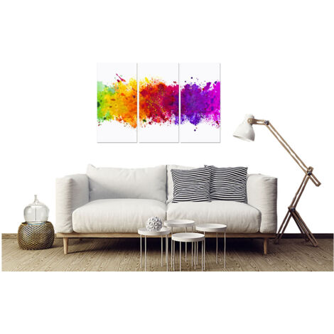 Tableau triptyque abstrait watercolor splash - 90x60 cm