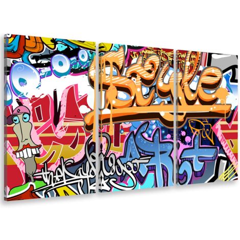 Tableau triptyque deco graffiti style - 90x60 cm (1/5)