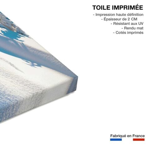 Tableau montagne trace dans la neige fraiche , 80x50cm