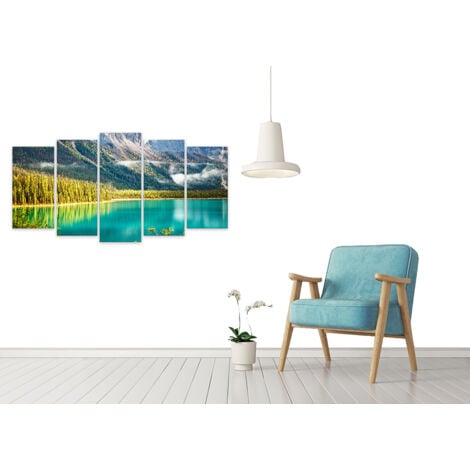 Tableau paysage du canada  lac en montagne canada, 150x80cm