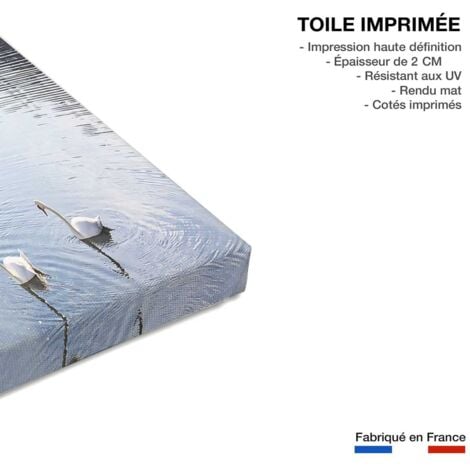 Tableau paysage cygnes en montagne - 80x30 cm