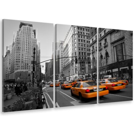 Tableau triptyque Tableau photo taxis jaunes en plein new york - 90x60 cm (1/5)