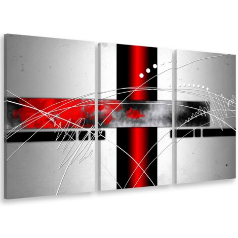 Tableau triptyque deco symétrie rouge - 90x60 cm (1/5)