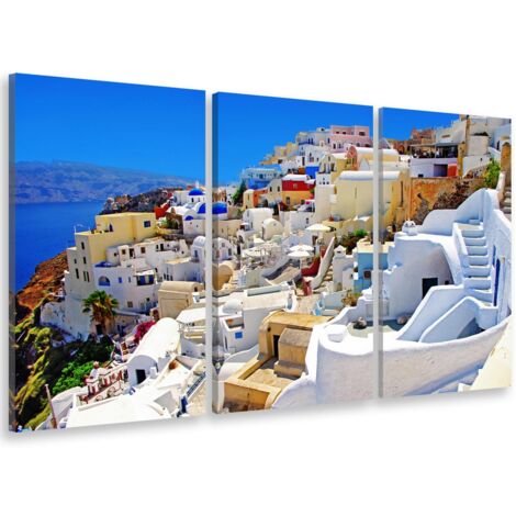 Tableau triptyque paysage cliché dans les iles santorin - 90x60 cm (1/5)