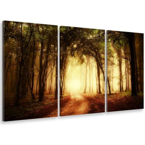 Tableau triptyque paysage sous bois enchanté - 90x60 cm (1/5)