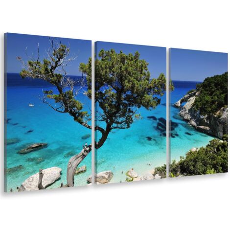 Tableau triptyque paysage goloritz bay, sardaigne italie - 90x60 cm (1/5)