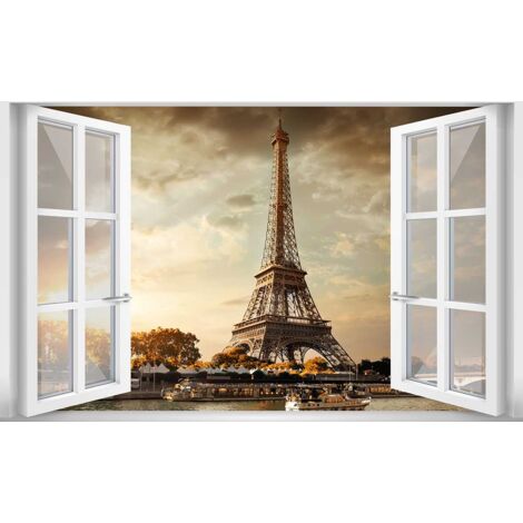 Tableau deco design Paris et sa Tour Eiffel - Made in France - 80x50cm