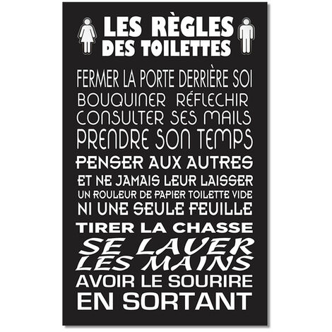 Les règles des WC 1 - Tableau Deco, fabrication française , 50x80