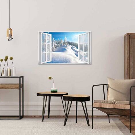 Tableau Trace dans La Neige Fraiche - Made in France - 80x50cm