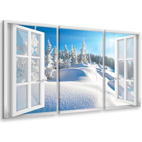 Tableau Trace dans La Neige Fraiche - Made in France - 80x50cm