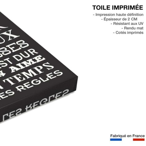 Tableau Déco "Les Règles De La Maison" - 50x80 Cm - Fabrication Française - Toile Imprimée Sur Châssis Bois - 5