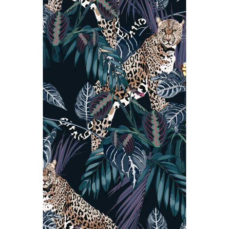 Tableau Leopard et tropique exotique - 50x80cm - made in France (1/5)