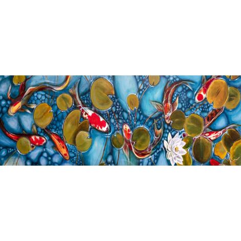 Tableau Carpe koi et nenuphar - 80x30cm - made in France (1/5)